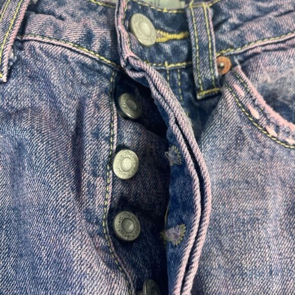 Free People We The Free Upcycled Cutoff Denim Button Front Mini Skirt Sz XS - Picture 7 of 11